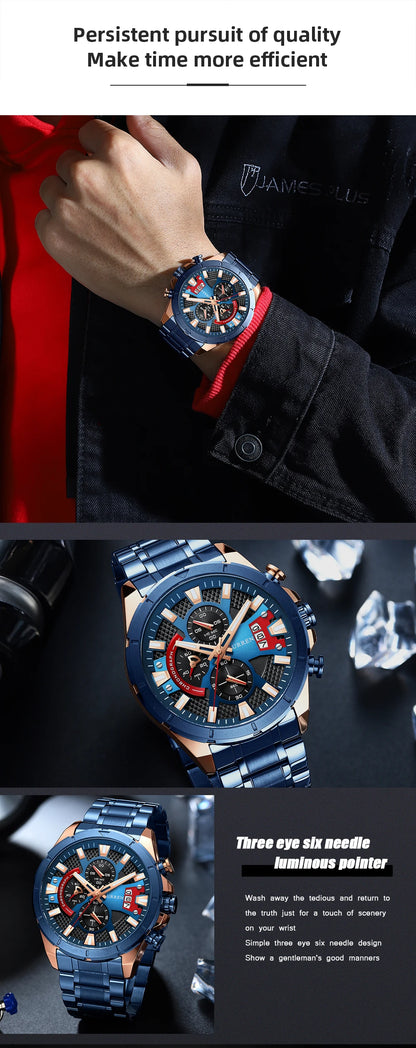 CURREN Watches Mens Top Brand Luxury Casual Steel Quartz Business Clock Male Sport Waterproof Date Chronograph reloj hombre