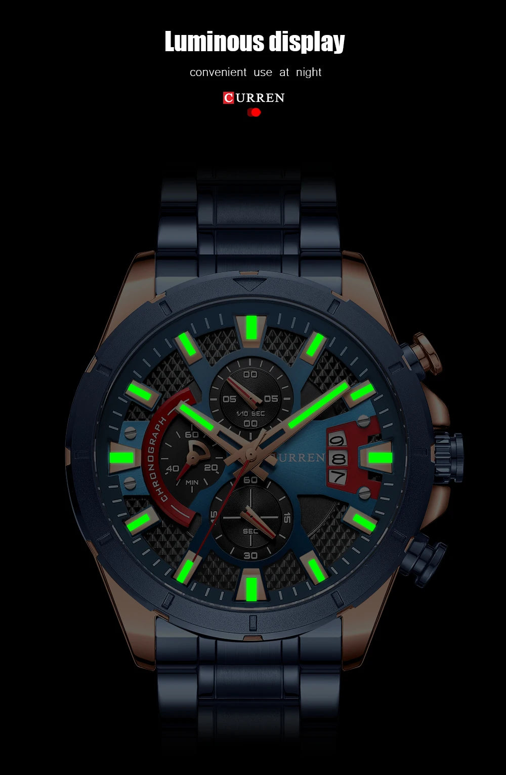 CURREN Watches Mens Top Brand Luxury Casual Steel Quartz Business Clock Male Sport Waterproof Date Chronograph reloj hombre