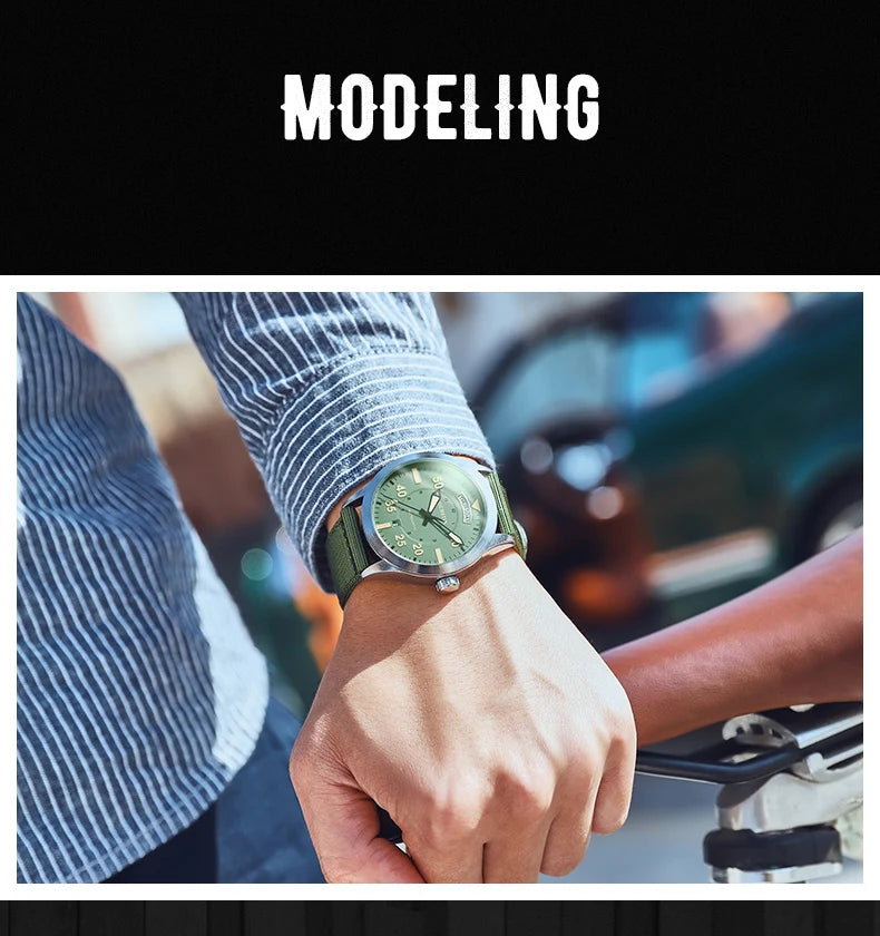 OCHSTIN New Top Brand Automatic Mechanical Watches for Men Military Nylon Strap Pilot Watch Male Auto Date Day Relogio Masculino