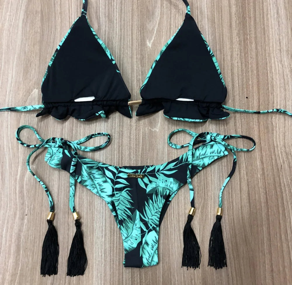 RUOTONGSEPT Sexy Print Bikinis Set Women Swimsuit Bandage Two-Piece Swimwear Brazilian Biquínis Beachwear Bathing Suit 2022 New