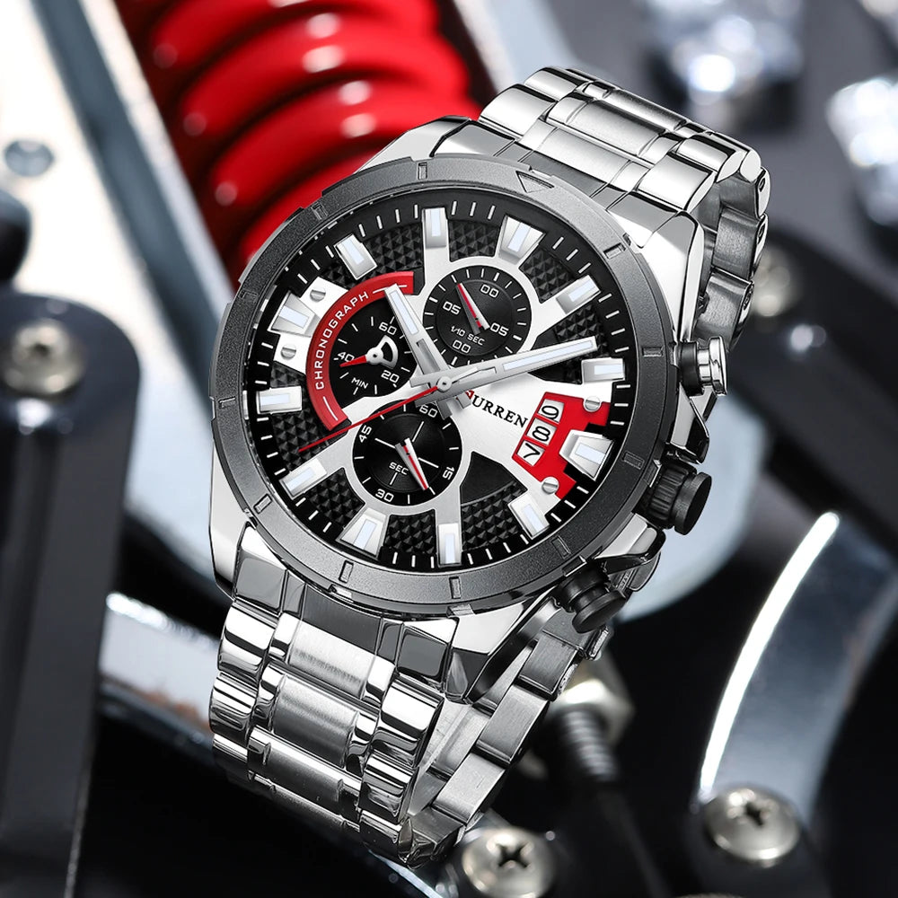 CURREN Watches Mens Top Brand Luxury Casual Steel Quartz Business Clock Male Sport Waterproof Date Chronograph reloj hombre