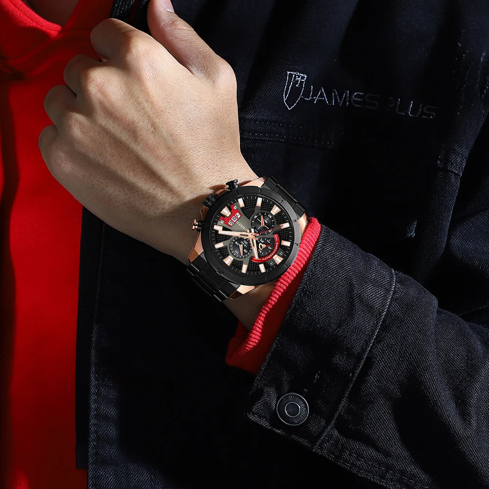 CURREN Watches Mens Top Brand Luxury Casual Steel Quartz Business Clock Male Sport Waterproof Date Chronograph reloj hombre