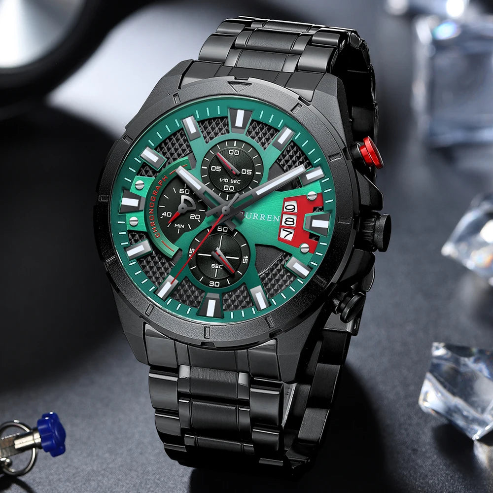 CURREN Watches Mens Top Brand Luxury Casual Steel Quartz Business Clock Male Sport Waterproof Date Chronograph reloj hombre