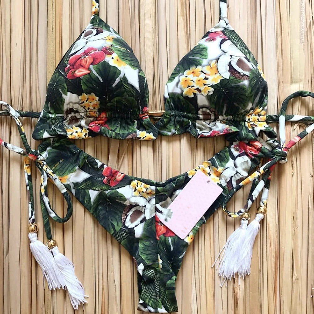 RUOTONGSEPT Sexy Print Bikinis Set Women Swimsuit Bandage Two-Piece Swimwear Brazilian Biquínis Beachwear Bathing Suit 2022 New