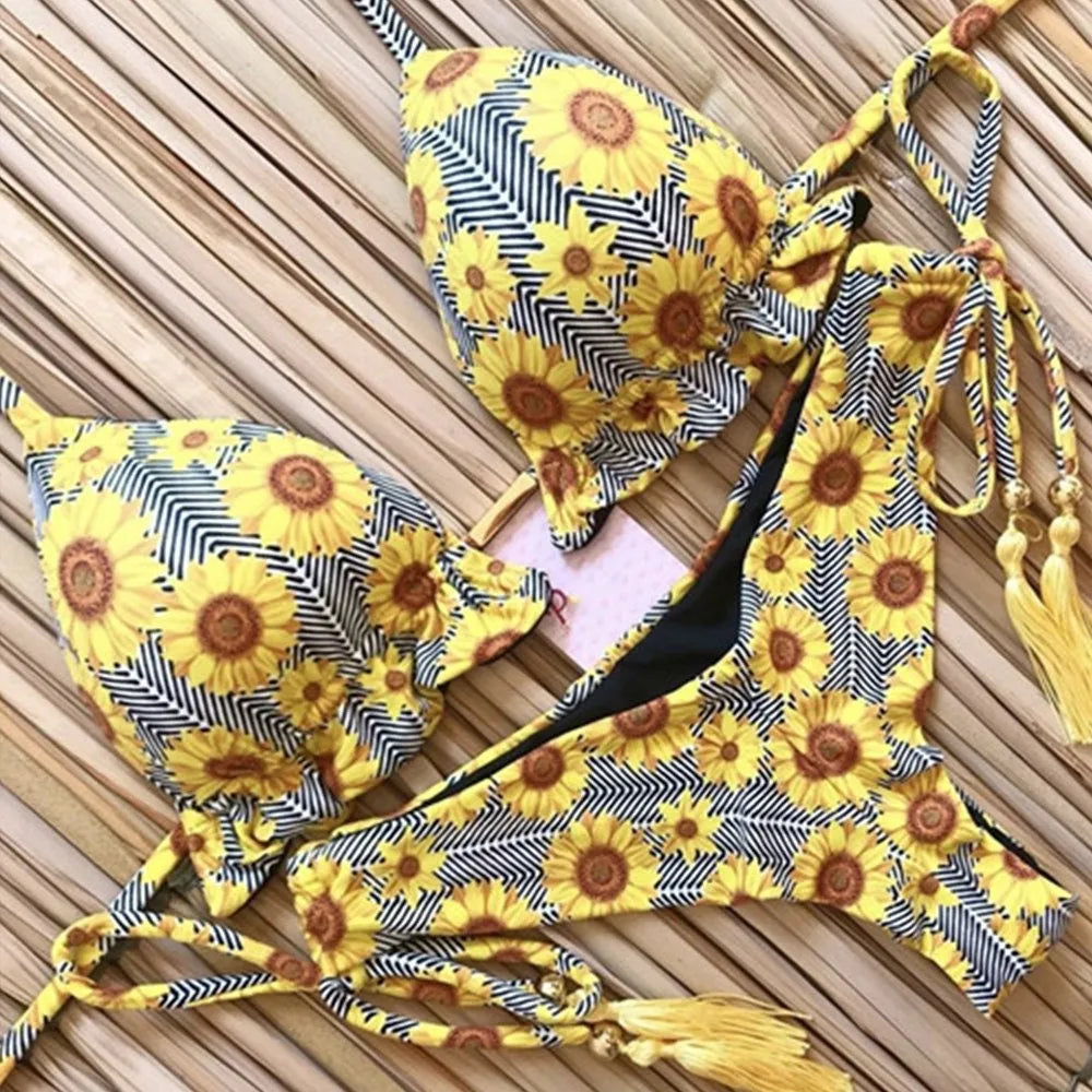 RUOTONGSEPT Sexy Print Bikinis Set Women Swimsuit Bandage Two-Piece Swimwear Brazilian Biquínis Beachwear Bathing Suit 2022 New