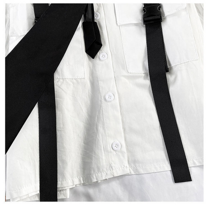 Fashion Cargo Pants Suit Female Harajuku Casual Shirt Short-Sleeved Top High Waist Loose Joggers Trousers Women Pants Streetwear