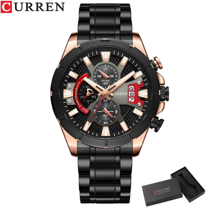 CURREN Watches Mens Top Brand Luxury Casual Steel Quartz Business Clock Male Sport Waterproof Date Chronograph reloj hombre