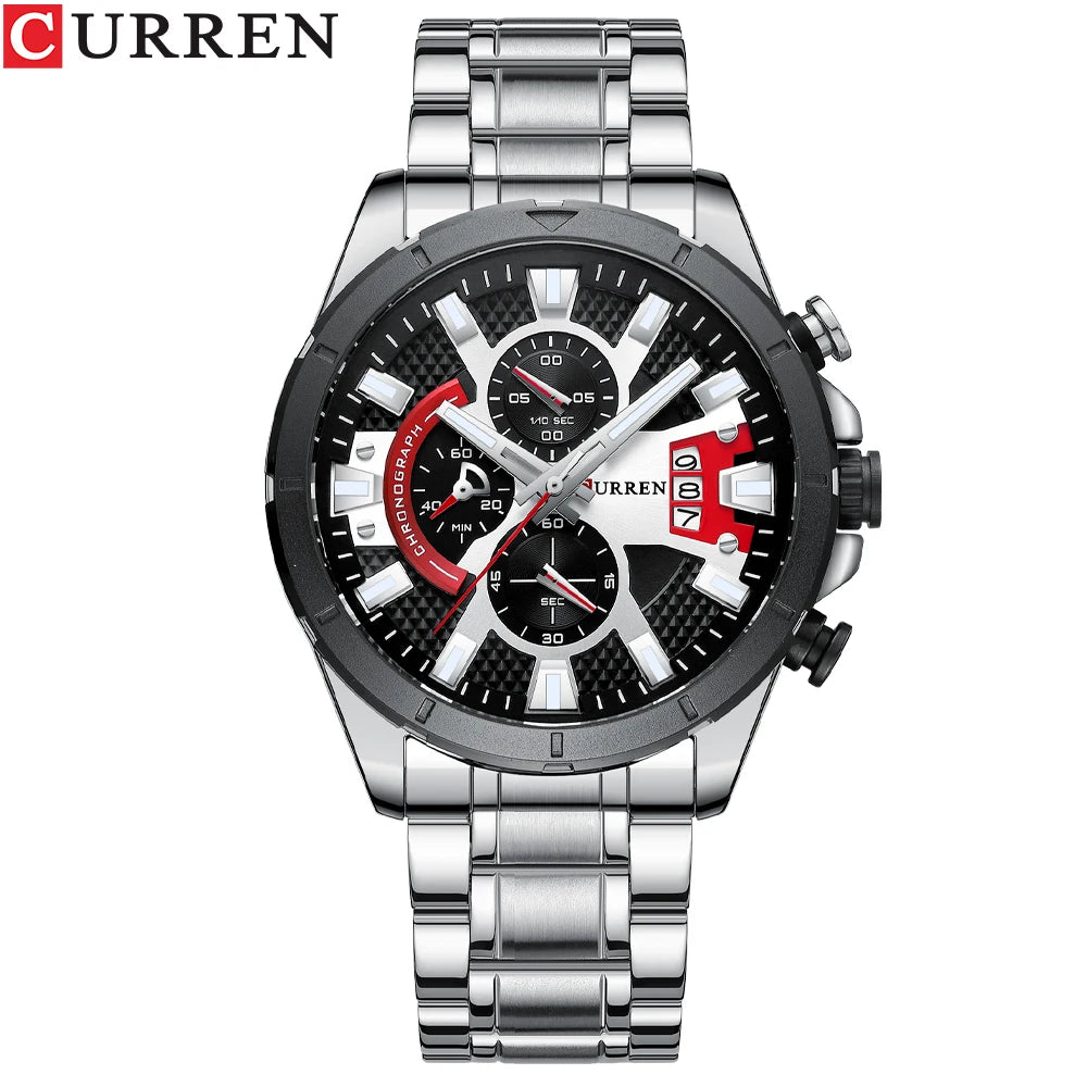 CURREN Watches Mens Top Brand Luxury Casual Steel Quartz Business Clock Male Sport Waterproof Date Chronograph reloj hombre