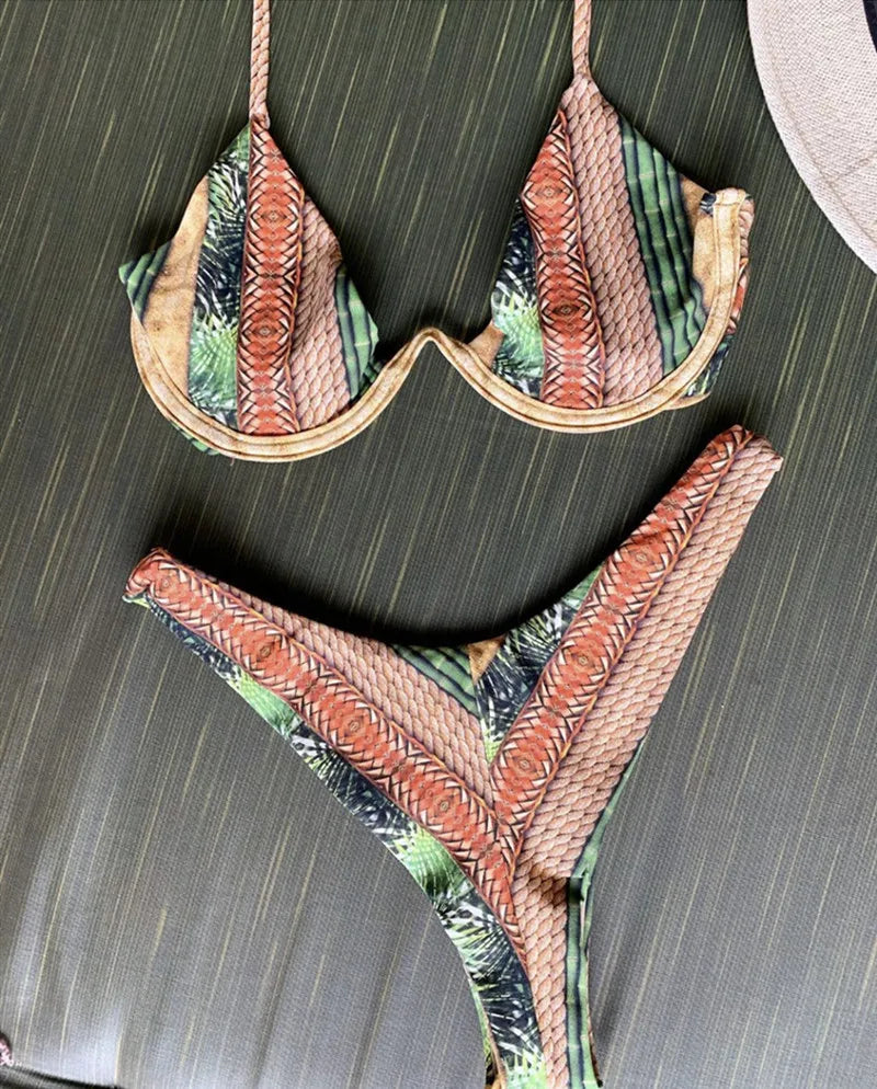 RUOTONGSEPT Sexy Print Bikinis Set Women Swimsuit Bandage Two-Piece Swimwear Brazilian Biquínis Beachwear Bathing Suit 2022 New