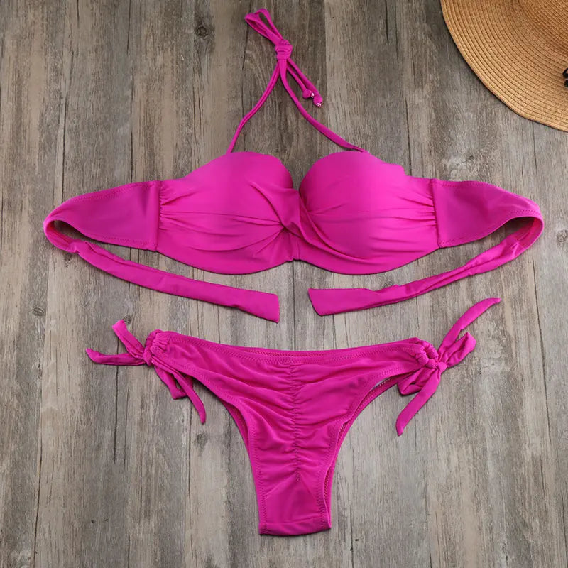 Bikini Ruching Bum Bikinis Set Pad Push Up Bikini S to XXL Swimwear Women Bandage Swimsuit Bathing Suit Swimming Suit For Women