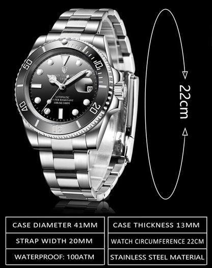 2026 LIGE Watch Men Automatic Mechanical Tourbillon Clock Fashion Military Watches Men Stainless Steel 100ATM Waterproof Watches