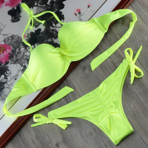 Bikini Ruching Bum Bikinis Set Pad Push Up Bikini S to XXL Swimwear Women Bandage Swimsuit Bathing Suit Swimming Suit For Women