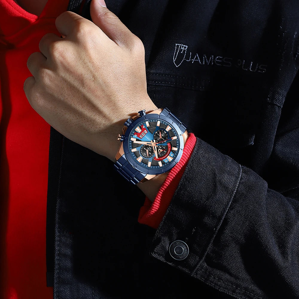 CURREN Watches Mens Top Brand Luxury Casual Steel Quartz Business Clock Male Sport Waterproof Date Chronograph reloj hombre