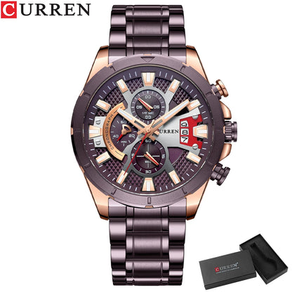 CURREN Watches Mens Top Brand Luxury Casual Steel Quartz Business Clock Male Sport Waterproof Date Chronograph reloj hombre