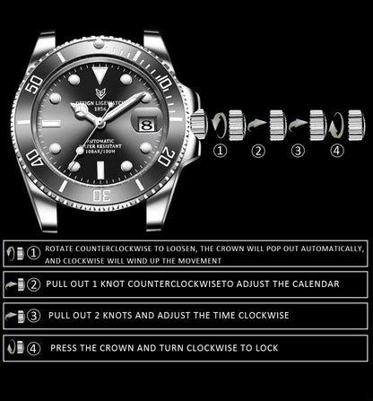 2026 LIGE Watch Men Automatic Mechanical Tourbillon Clock Fashion Military Watches Men Stainless Steel 100ATM Waterproof Watches