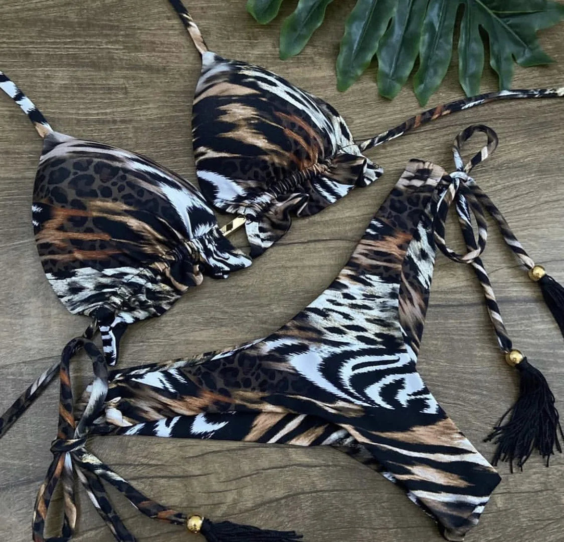 RUOTONGSEPT Sexy Print Bikinis Set Women Swimsuit Bandage Two-Piece Swimwear Brazilian Biquínis Beachwear Bathing Suit 2022 New