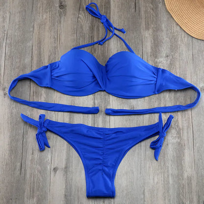 Bikini Ruching Bum Bikinis Set Pad Push Up Bikini S to XXL Swimwear Women Bandage Swimsuit Bathing Suit Swimming Suit For Women