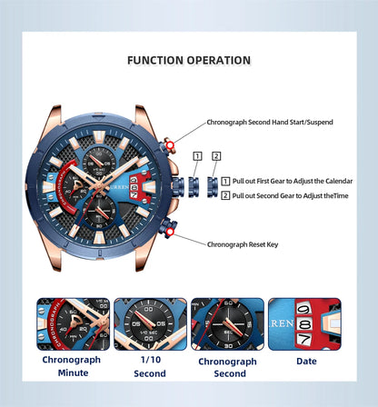 CURREN Watches Mens Top Brand Luxury Casual Steel Quartz Business Clock Male Sport Waterproof Date Chronograph reloj hombre