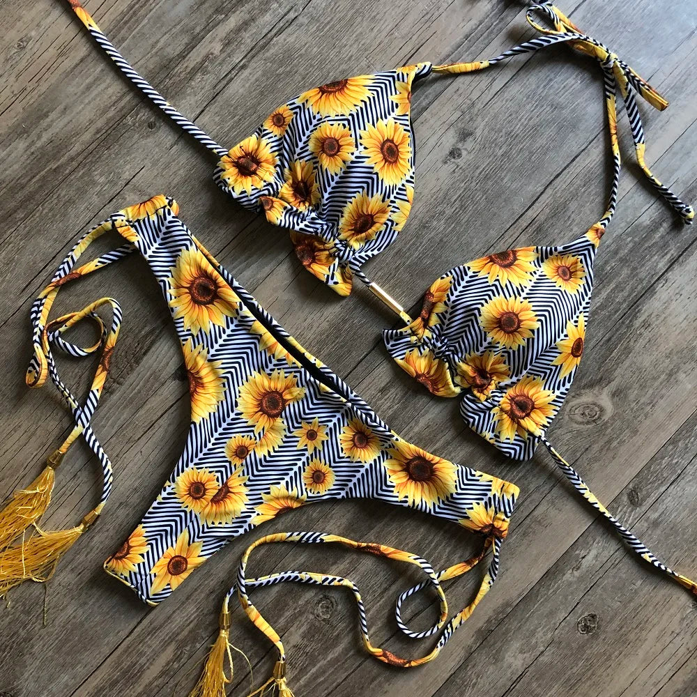 RUOTONGSEPT Sexy Print Bikinis Set Women Swimsuit Bandage Two-Piece Swimwear Brazilian Biquínis Beachwear Bathing Suit 2022 New