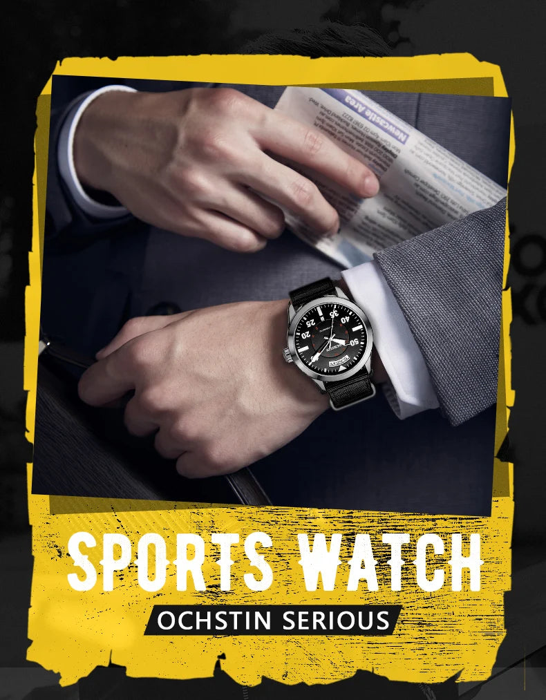 OCHSTIN New Top Brand Automatic Mechanical Watches for Men Military Nylon Strap Pilot Watch Male Auto Date Day Relogio Masculino