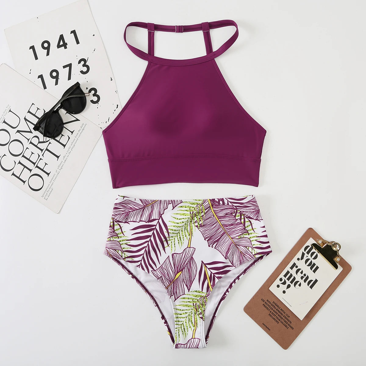 2026 High Waist Bikini Women High Neck Swimsuit Printed Swimwear Female Padded Beachwear Bathers Bathing Swimming Swim Suit