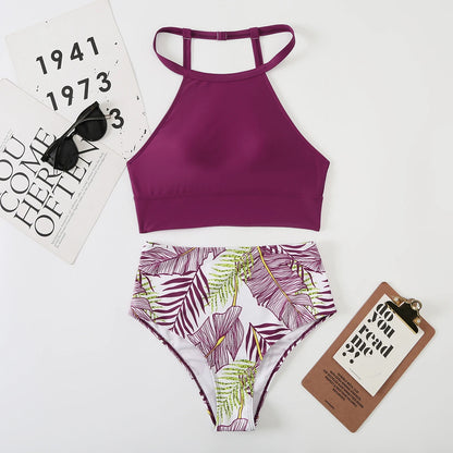 2026 High Waist Bikini Women High Neck Swimsuit Printed Swimwear Female Padded Beachwear Bathers Bathing Swimming Swim Suit