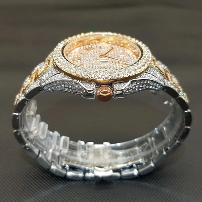 Full Iced Out Watch For Men Luxury Gold Hip Hop Diamond Quartz Mens Watches Waterproof Day Date Clock Best Selling Product 2023