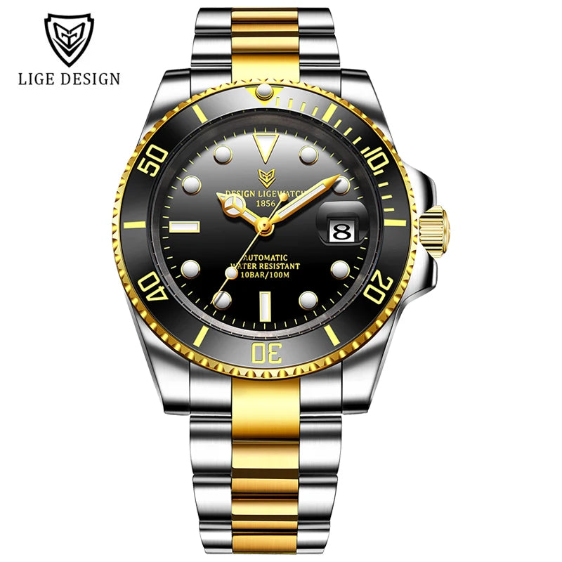 2026 LIGE Watch Men Automatic Mechanical Tourbillon Clock Fashion Military Watches Men Stainless Steel 100ATM Waterproof Watches