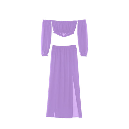 NEW Women Beach 2pcs Bikini Cover-Ups Swimsuit Off Shoulder Top+High Waist Dresss Sexy Ladies Swimming Cover Up Bathing Suit