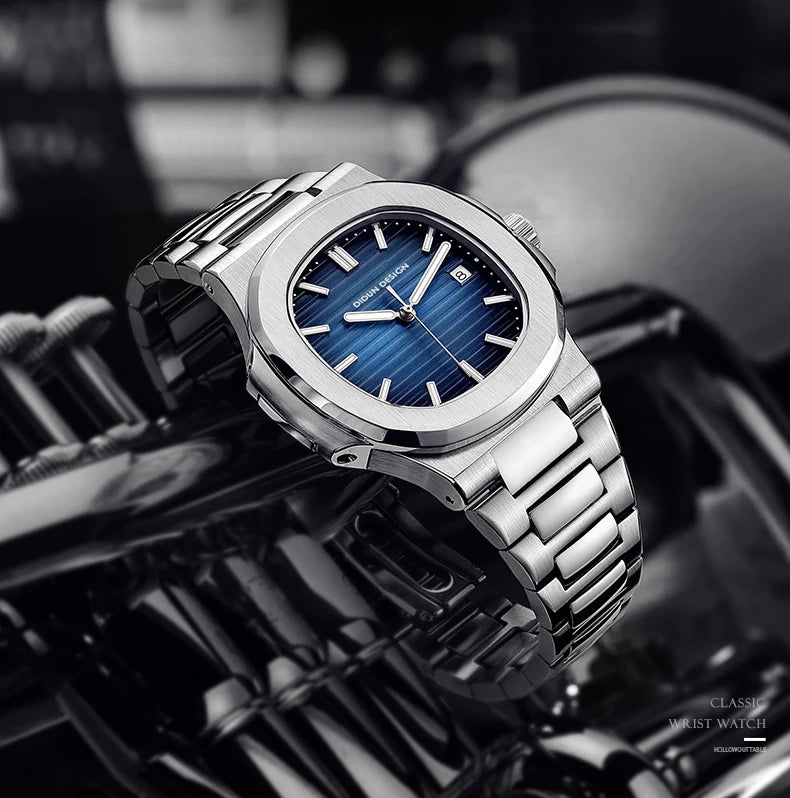 DIUDN DESIGN Men Luxury Watches Top Brand JAPAN Quartz Wristwatch Sport Business Stainless Steel Waterproof CLOCK reloj hombre