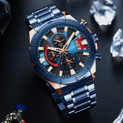 CURREN Watches Mens Top Brand Luxury Casual Steel Quartz Business Clock Male Sport Waterproof Date Chronograph reloj hombre
