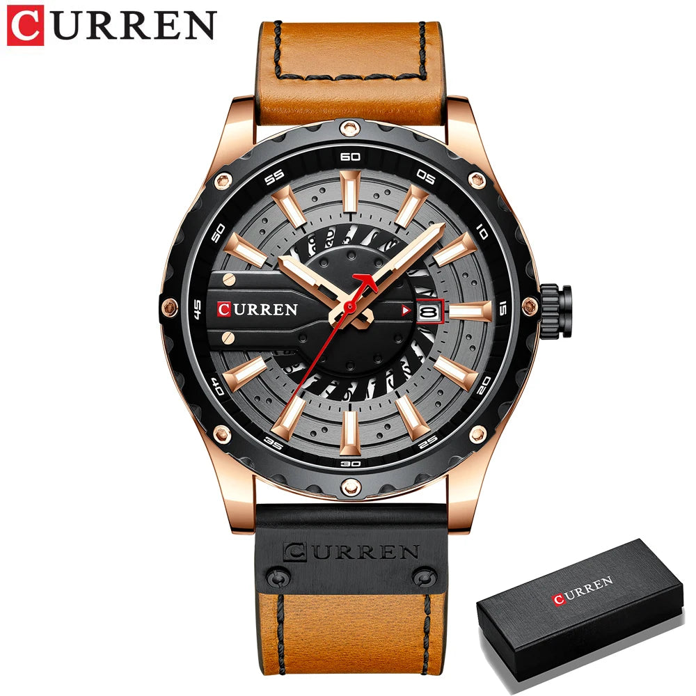 CURREN Fashion Mens Watches Waterproof Top Brand Luxury Calendar Male Watch men Leather Sport Military Wristwatch Dropship