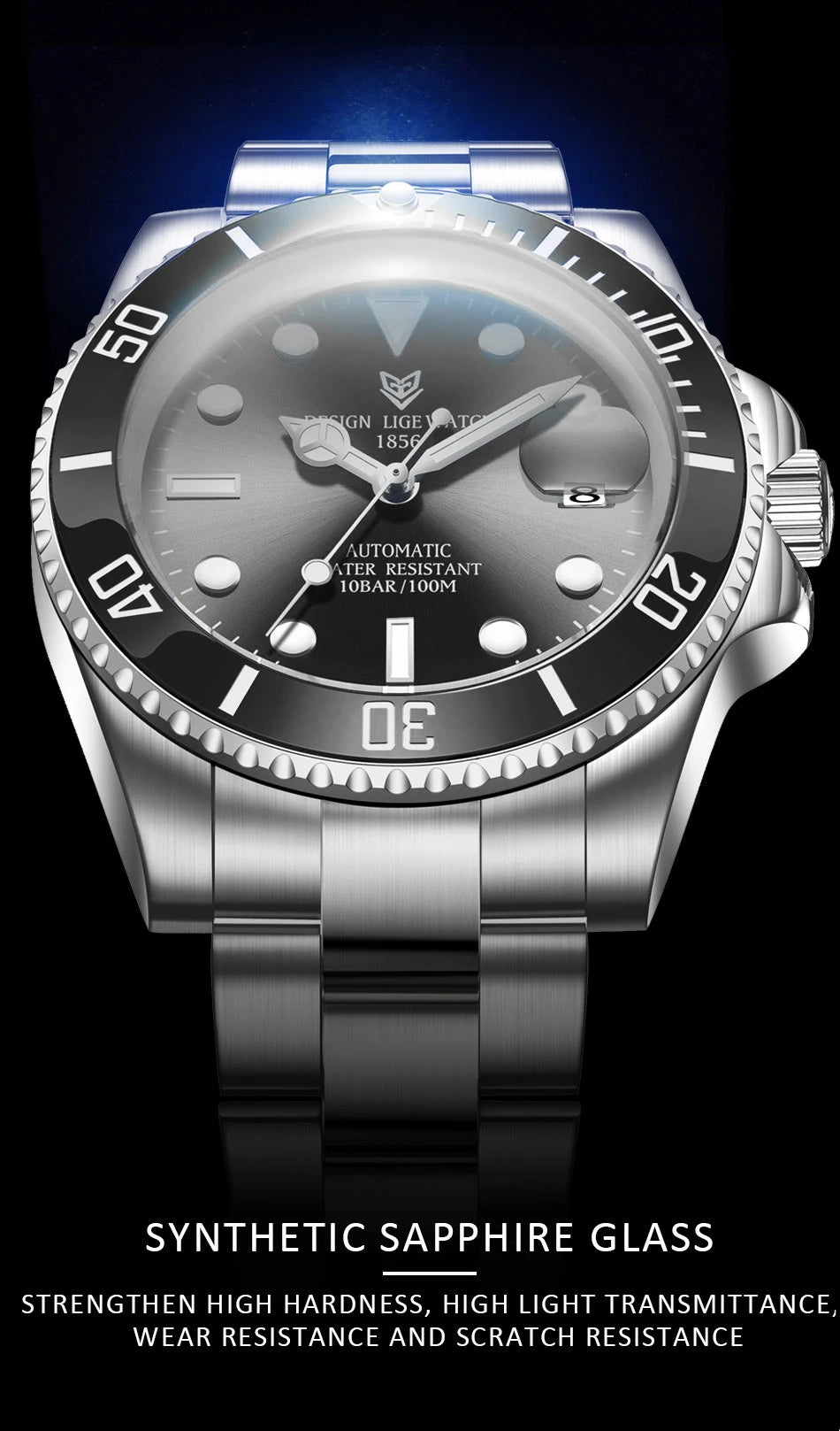 2026 LIGE Watch Men Automatic Mechanical Tourbillon Clock Fashion Military Watches Men Stainless Steel 100ATM Waterproof Watches