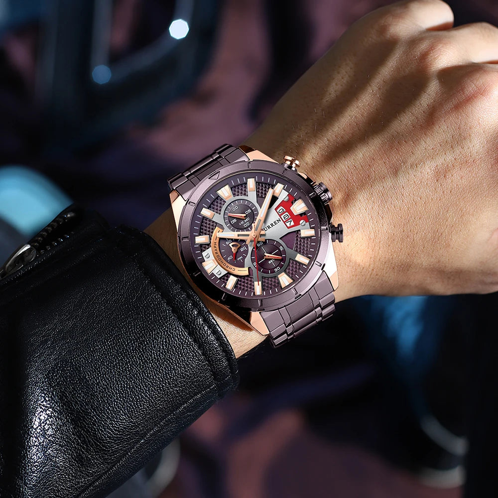 CURREN Watches Mens Top Brand Luxury Casual Steel Quartz Business Clock Male Sport Waterproof Date Chronograph reloj hombre