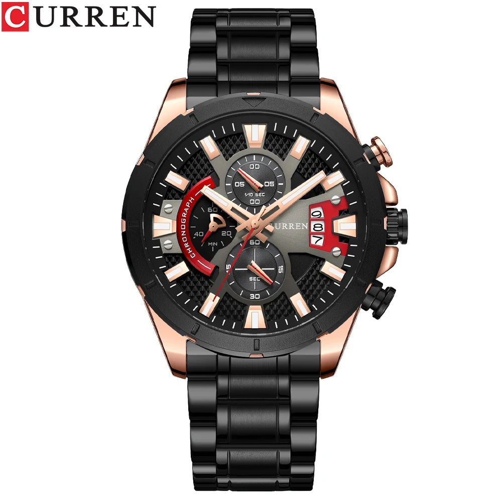 CURREN Watches Mens Top Brand Luxury Casual Steel Quartz Business Clock Male Sport Waterproof Date Chronograph reloj hombre