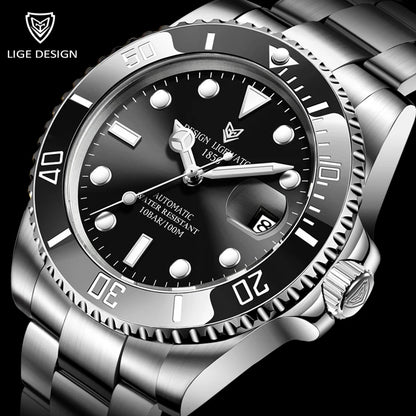 2026 LIGE Watch Men Automatic Mechanical Tourbillon Clock Fashion Military Watches Men Stainless Steel 100ATM Waterproof Watches