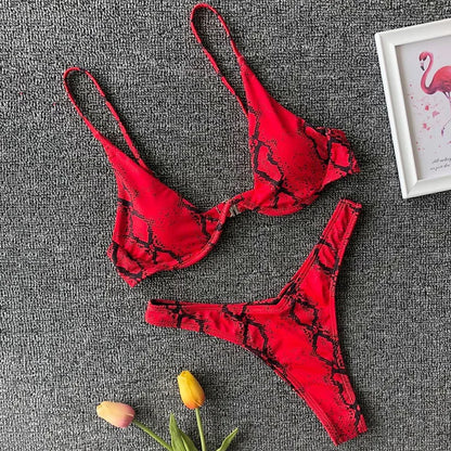 Sexy Neon V-bar Underwired Bikini 2025 Female Ribbed Swimsuit Women Thong Swimwear Two-pieces Bikini set Push up Bathing Suit