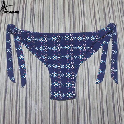 Sexy Solid Thong Bikini Brazilian Cut Swimwear Women Bottom Adjustable Briefs Swimsuit Panties Underwear Thong Bathing Suit
