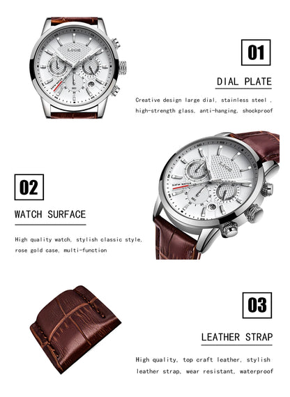 LIGE Mens Watches Luxury Waterproof Sport Man Watch Chronograph Military Genuine Leather Men Quartz Wristwatch Relogio Masculino