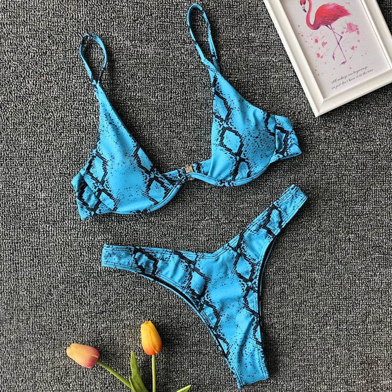 Sexy Neon V-bar Underwired Bikini 2025 Female Ribbed Swimsuit Women Thong Swimwear Two-pieces Bikini set Push up Bathing Suit