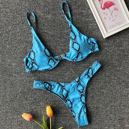 Sexy Neon V-bar Underwired Bikini 2025 Female Ribbed Swimsuit Women Thong Swimwear Two-pieces Bikini set Push up Bathing Suit