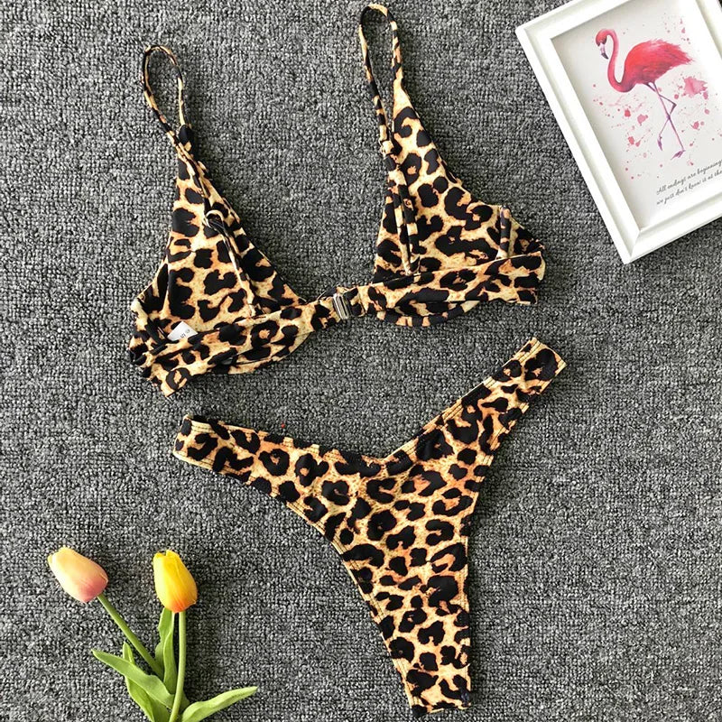 Sexy Neon V-bar Underwired Bikini 2025 Female Ribbed Swimsuit Women Thong Swimwear Two-pieces Bikini set Push up Bathing Suit