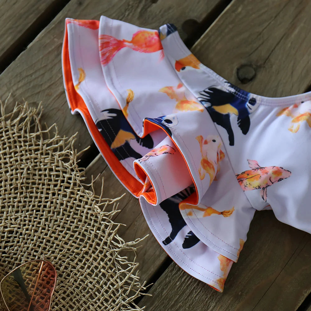 Two-Pieces Women Floral 2025 Push-Up Padded Bra Ruffles Bandage Bikini Set Swimsuit Swimwear Bathing Suit Beachwear Biquini