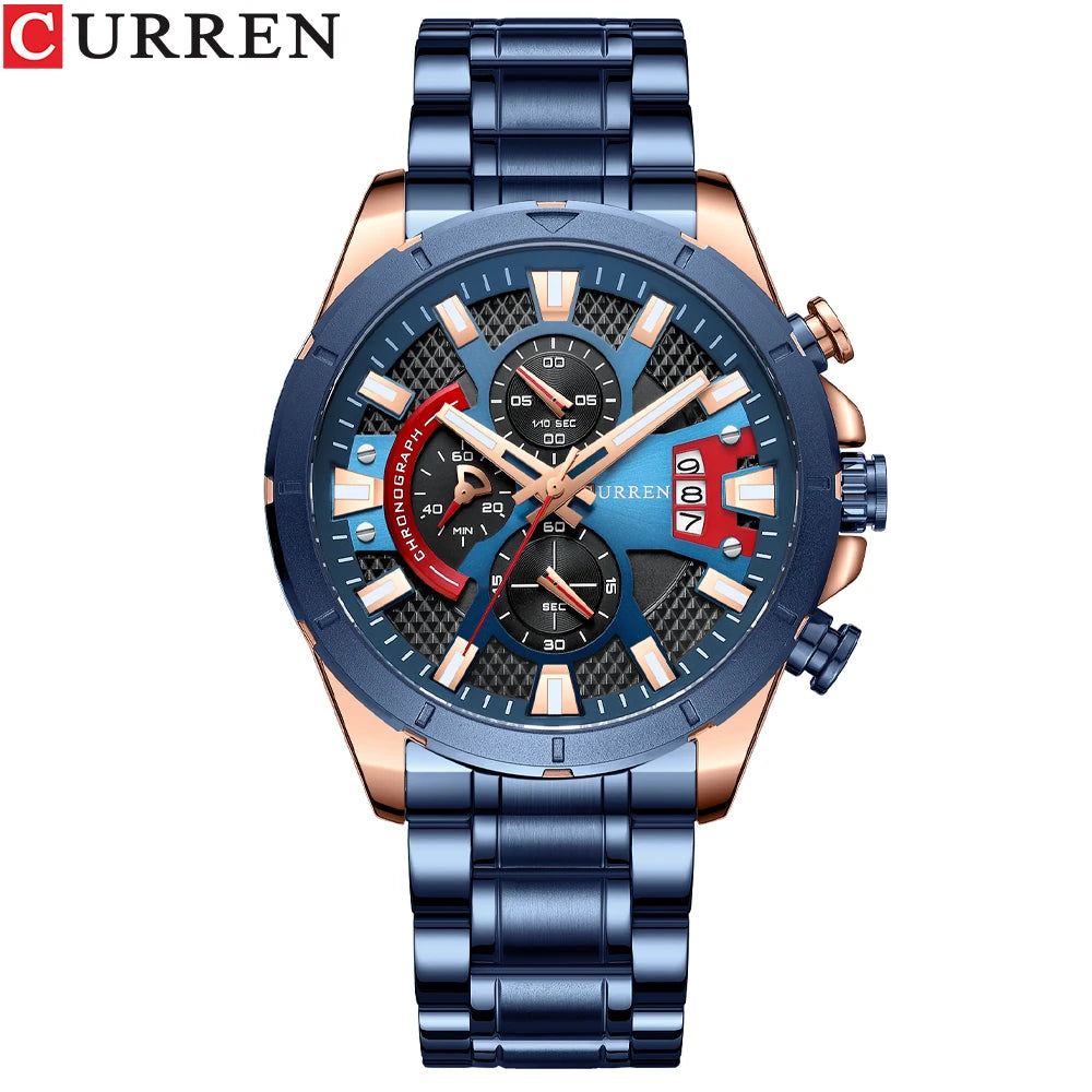 CURREN Watches Mens Top Brand Luxury Casual Steel Quartz Business Clock Male Sport Waterproof Date Chronograph reloj hombre