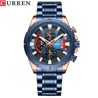 CURREN Watches Mens Top Brand Luxury Casual Steel Quartz Business Clock Male Sport Waterproof Date Chronograph reloj hombre