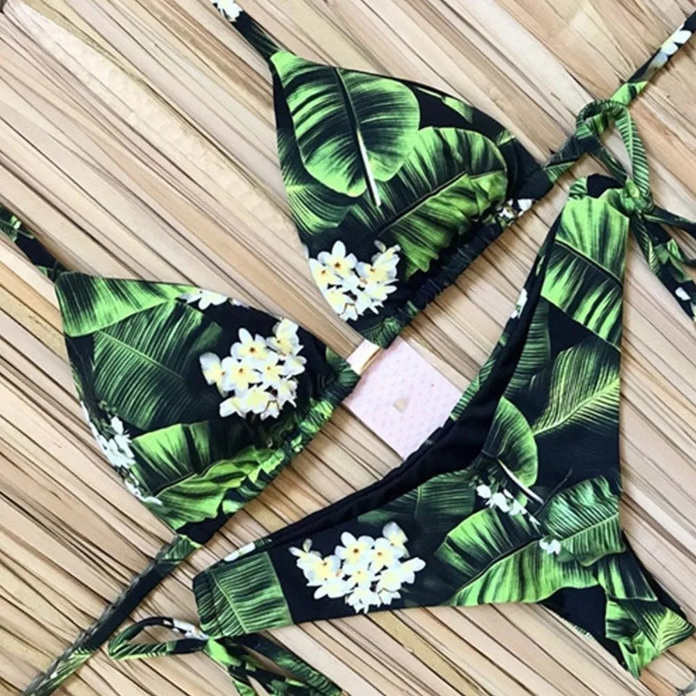 RUOTONGSEPT Sexy Print Bikinis Set Women Swimsuit Bandage Two-Piece Swimwear Brazilian Biquínis Beachwear Bathing Suit 2022 New