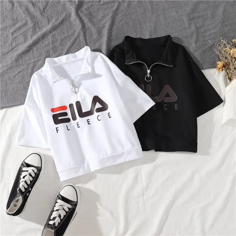Fashion Cargo Pants Suit Female Harajuku Casual Shirt Short-Sleeved Top High Waist Loose Joggers Trousers Women Pants Streetwear