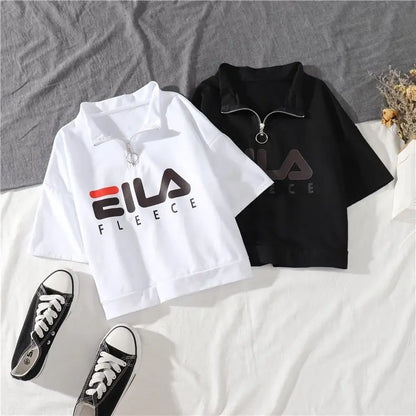 Fashion Cargo Pants Suit Female Harajuku Casual Shirt Short-Sleeved Top High Waist Loose Joggers Trousers Women Pants Streetwear