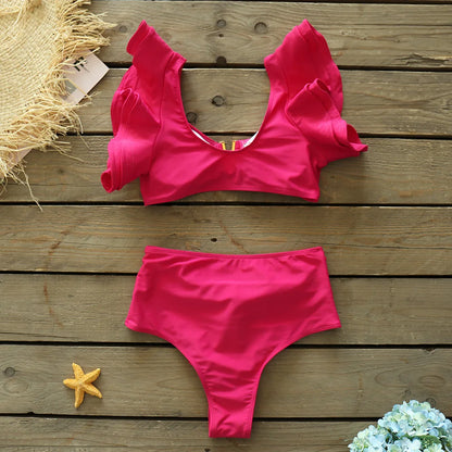 Two-Pieces Women Floral 2025 Push-Up Padded Bra Ruffles Bandage Bikini Set Swimsuit Swimwear Bathing Suit Beachwear Biquini