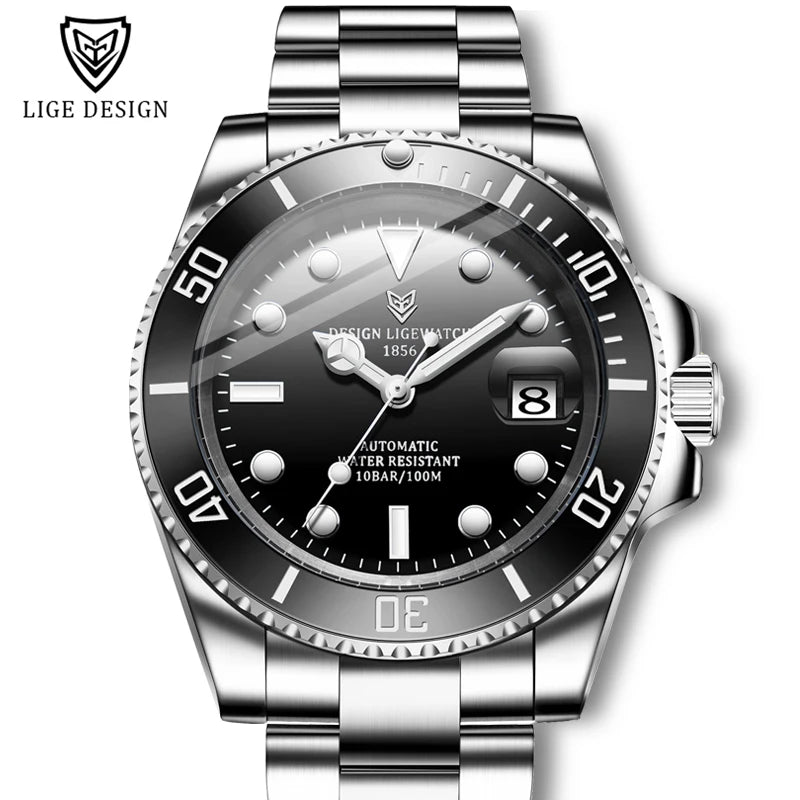 2026 LIGE Watch Men Automatic Mechanical Tourbillon Clock Fashion Military Watches Men Stainless Steel 100ATM Waterproof Watches